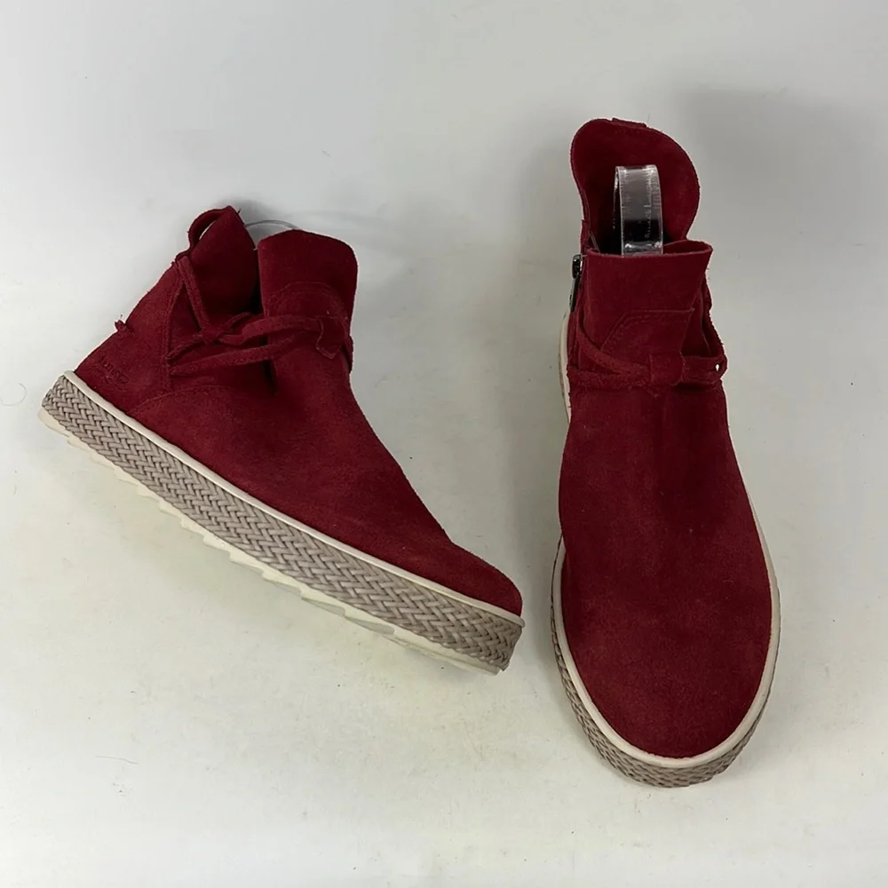 Koolaburra by Ugg Syrah red suede keilah minimalist ankle booties us women’s 7